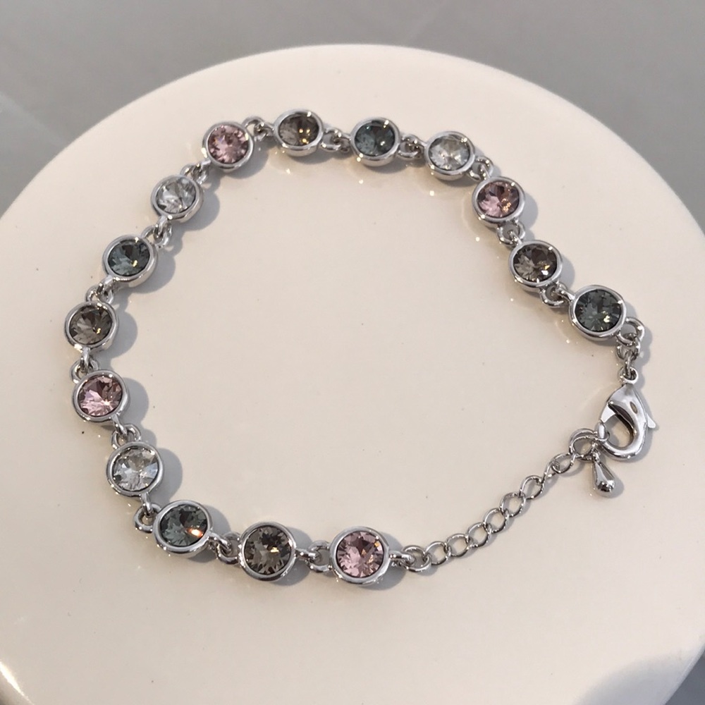 Silver Multi Colored Link Bracelet